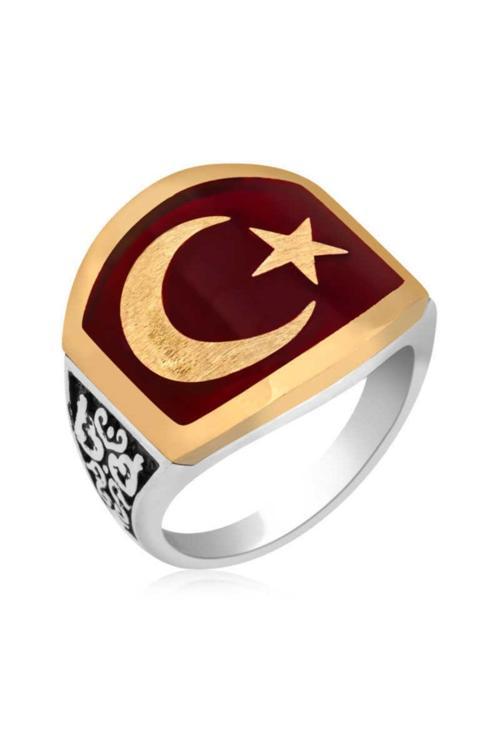 Pb Ay Yıldız Erkek Gümüş Yüzük