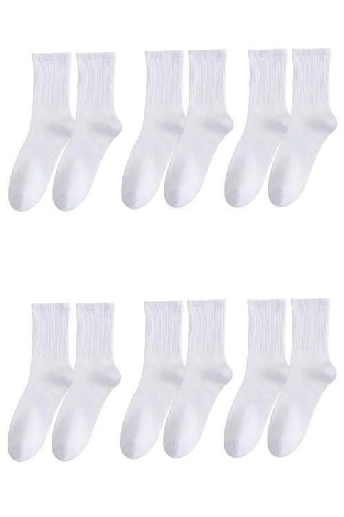 Likralı Çizgili Beyaz 3 Çift Tenis Kolej Unisex Çorap