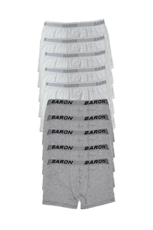 10 Adet Ekonomik Likralı Boxer Short Beyaz-Gri
