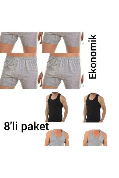 8'Li Erkek Atlet Ve Paçalı Şort Takım