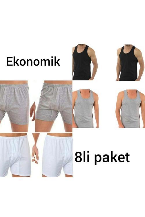 8'Li Erkek Atlet Ve Paçalı Şort Takım