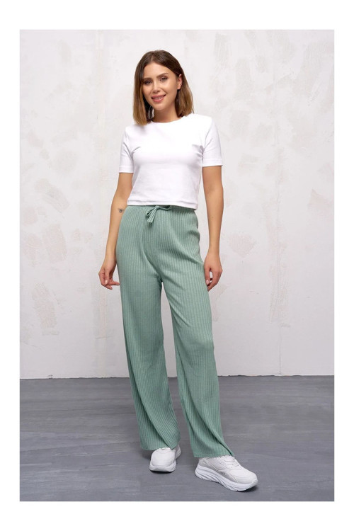 Kadın Kışlık Kalın Fitilli Kaşkorse Pijama Altı Eşofman Altı Cepsiz Yeşil