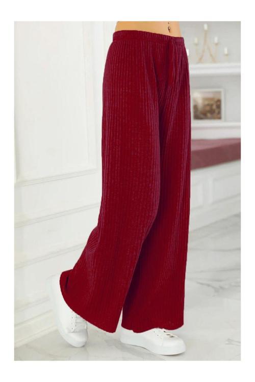 Kadın Kaşkorse Fitilli Pijama Altı Standart Bordo