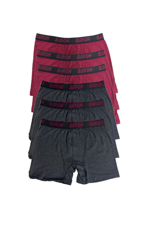 6'Lı Ekonomik Erkek Boxer Füme-Bordo