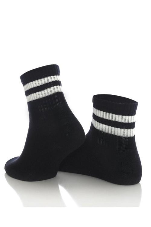 Siyah Beyaz Çizgili Kolej 1. Kalite Pamuklu Unisex Çorap