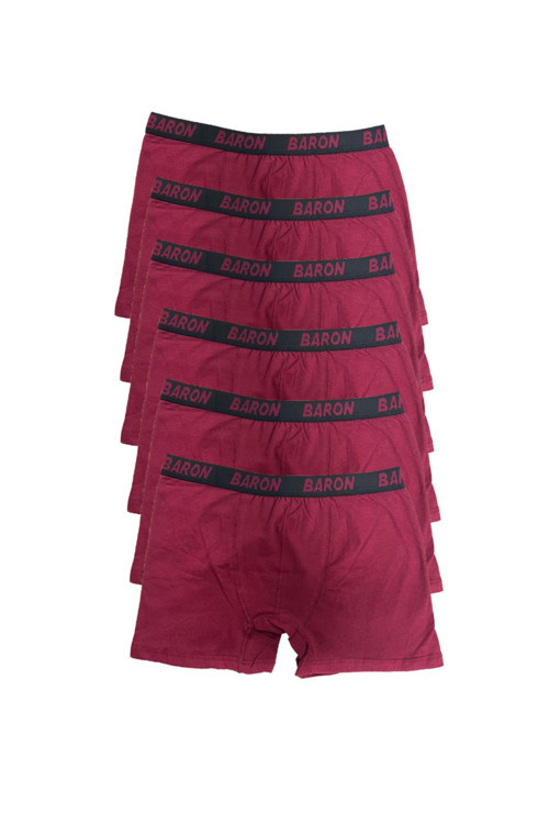 6'Lı Ekonomik Erkek Boxer Bordo