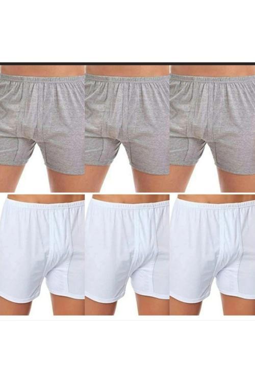 6 Adet Erkek Paçalı Külot Gri & Beyaz