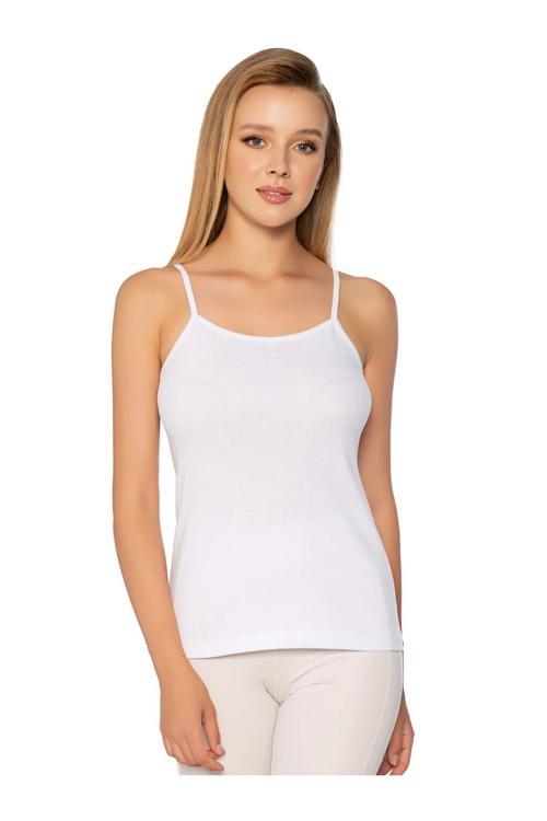 Elit 6 Adet İp Askılı Kadın Atleti Beyaz