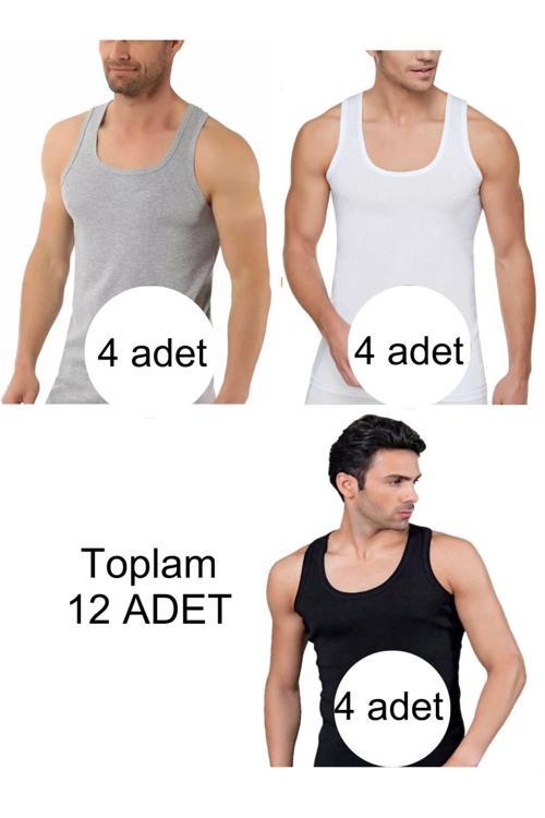 12'Li Siyah Gri Beyaz Erkek Atlet