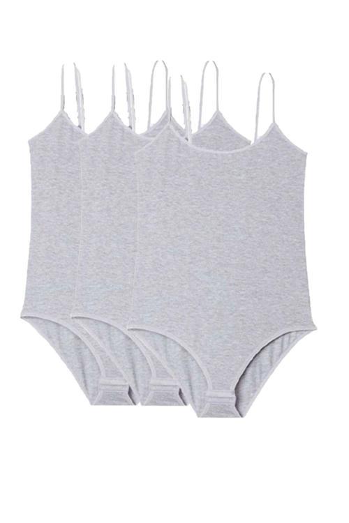 3 Adet Ip Askılı Kadın Çıtçıtlı Body Zıbın Gri