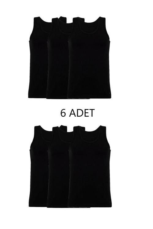 6'Lı Karışık Renk Erkek Atlet Takım Siyah