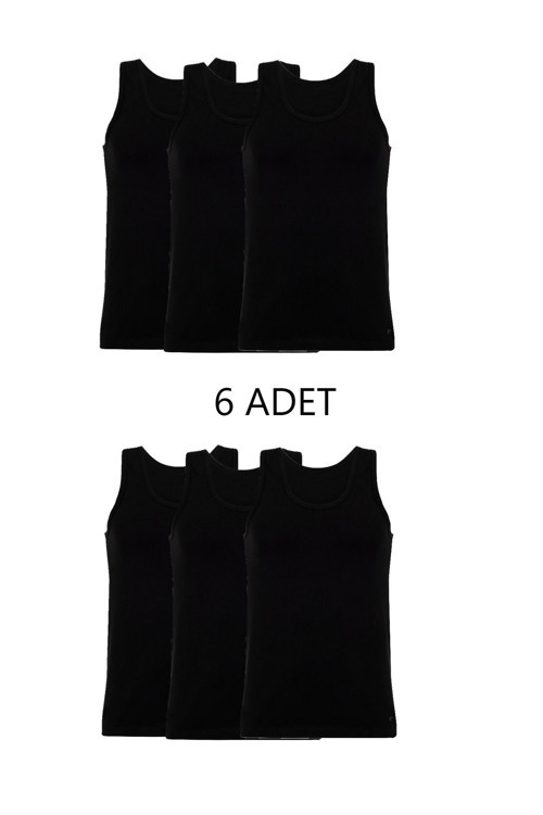 6'Lı Karışık Renk Erkek Atlet Takım Siyah