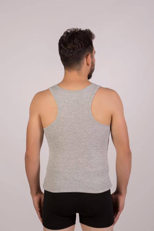 2'Li %100 Pamuk Erkek Gri Sporcu Ribana Atlet