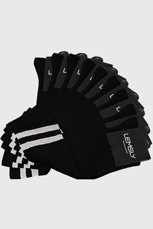 Unisex 9Lu Uzun Spor Çorap Siyah