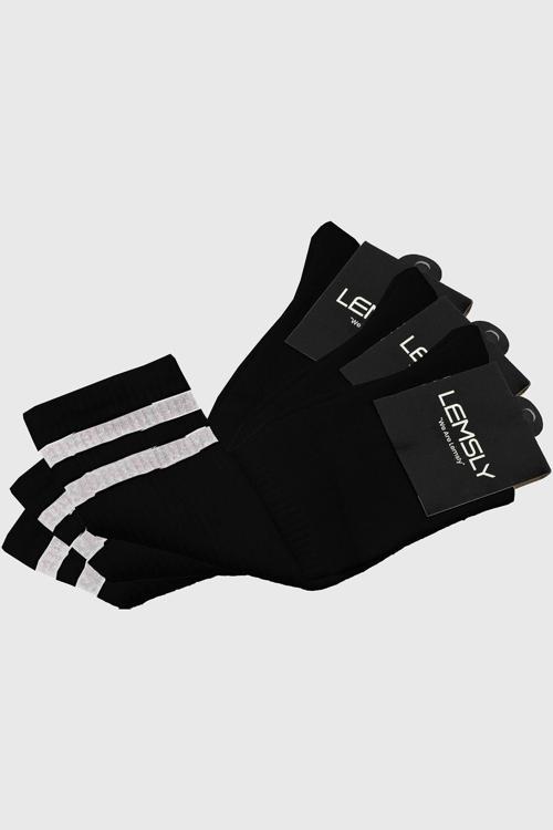 Unisex 3'Lü Uzun Spor Çorap Siyah