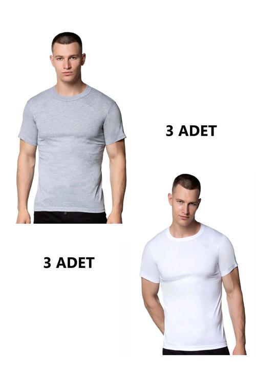 6'Lı Erkek Penye Renkli Sıfır Yaka Atlet Fanila