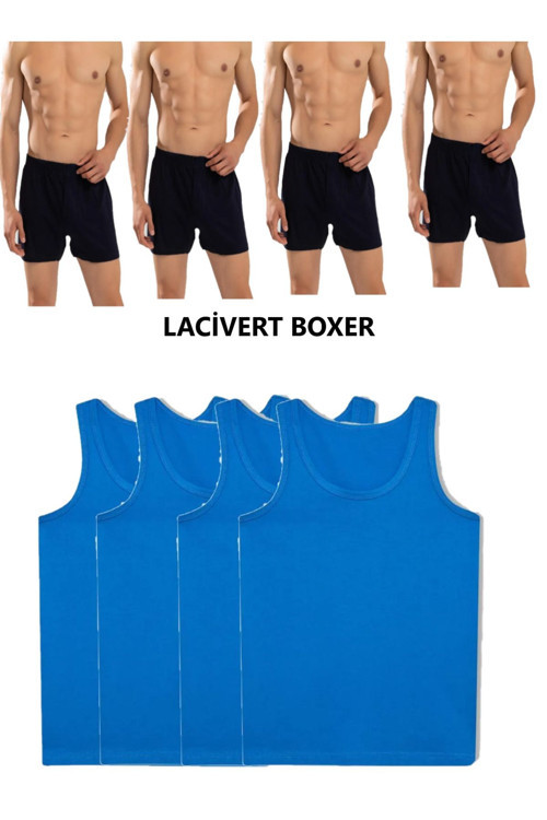 8'Li Erkek Penye Havlu Bel Boxer Ve Atlet (4 Atlet 4 Boxer)