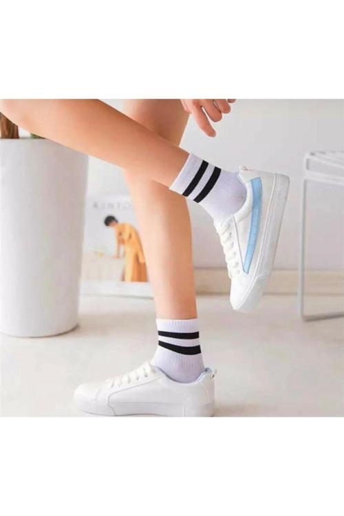4'Lü Beyaz Unisex Atletik Çorap