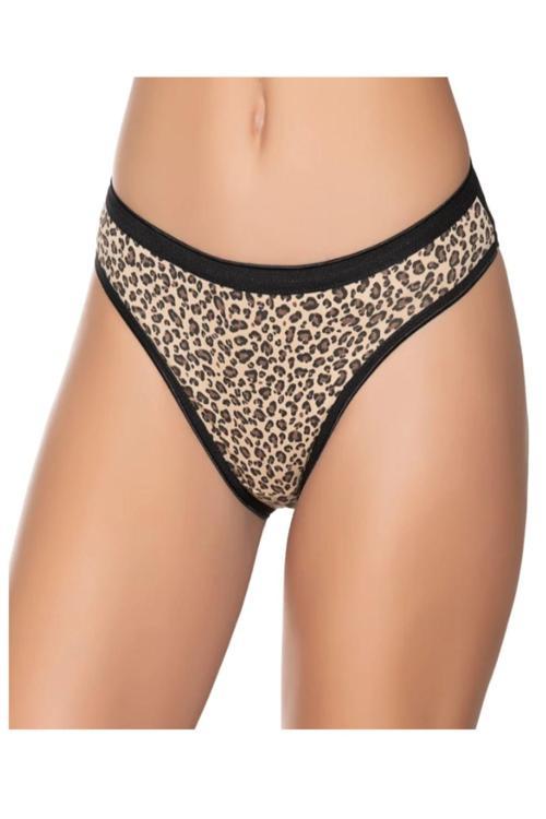 Kadın Renkli Likralı İnce Bel Leopar Baskılı Bikini Külot 6'Lı Paket