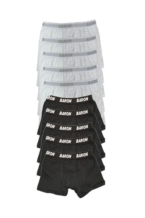 10 Adet Ekonomik Likralı Boxer Short Beyaz-Siyah