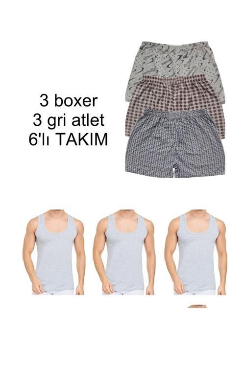 6Lı Atlet Boxer Karışık İç Çamaşır Takımı