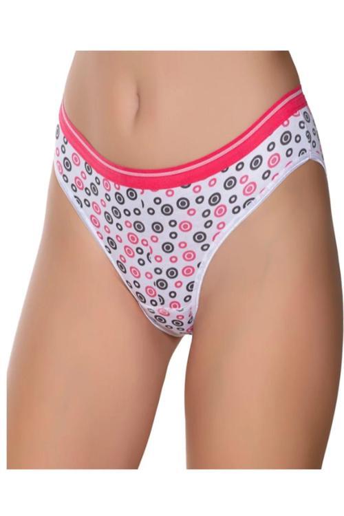 Kadın Renkli Likralı Kemer Lastikli Baskılı Bikini Külot 6'Lı Paket