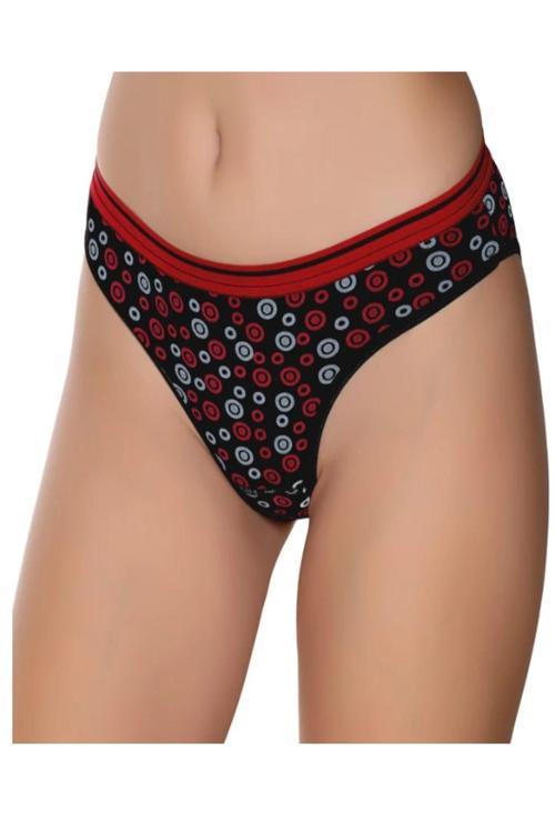 Kadın Renkli Likralı Kemer Lastikli Baskılı Bikini Külot 6'Lı Paket