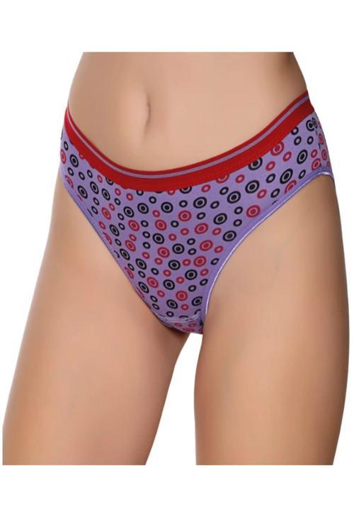 Kadın Renkli Likralı Kemer Lastikli Baskılı Bikini Külot 6'Lı Paket