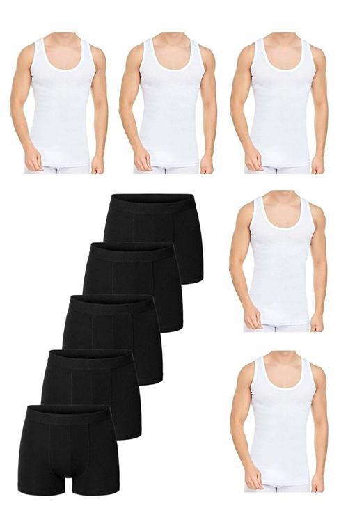 Erkek 5'Li Pamuklu Likralı Boxer 5'Li Atlet