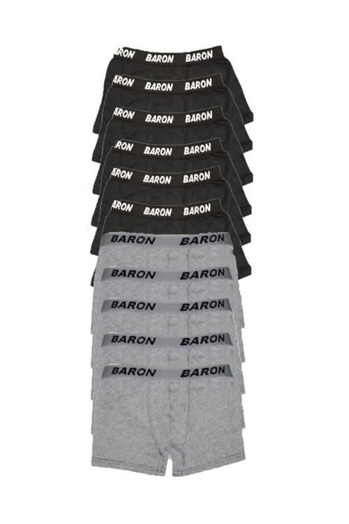 12 Adet Ekonomik Likralı Boxer Short Siyah-Gri