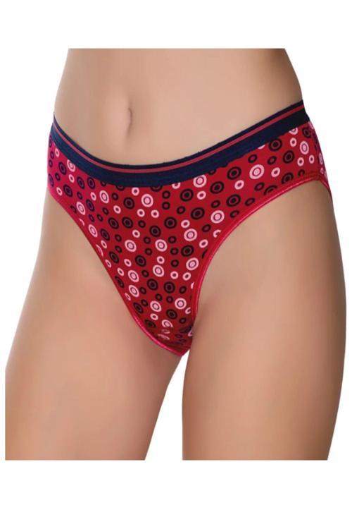 Kadın Renkli Likralı Kemer Lastikli Baskılı Bikini Külot 6'Lı Paket