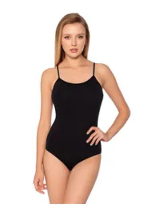 Elit 12 Adet Kadın Çıtçıtlı İp Askılı Zıbın Body  Siyah