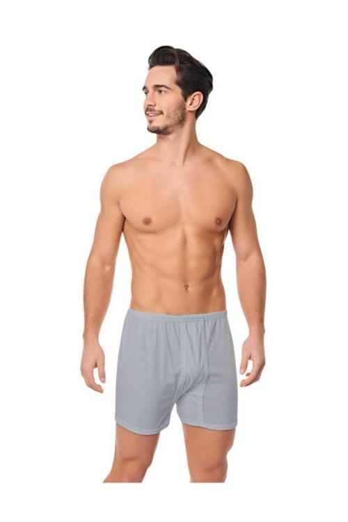 Erkek 3 Adet Nazar Yıldız Paçalı Boxer - Gri