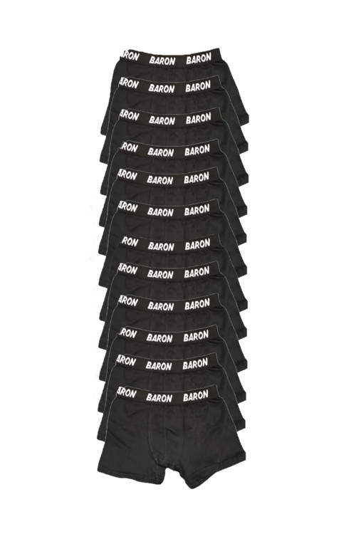 12 Adet Ekonomik Likralı Boxer Short Siyah