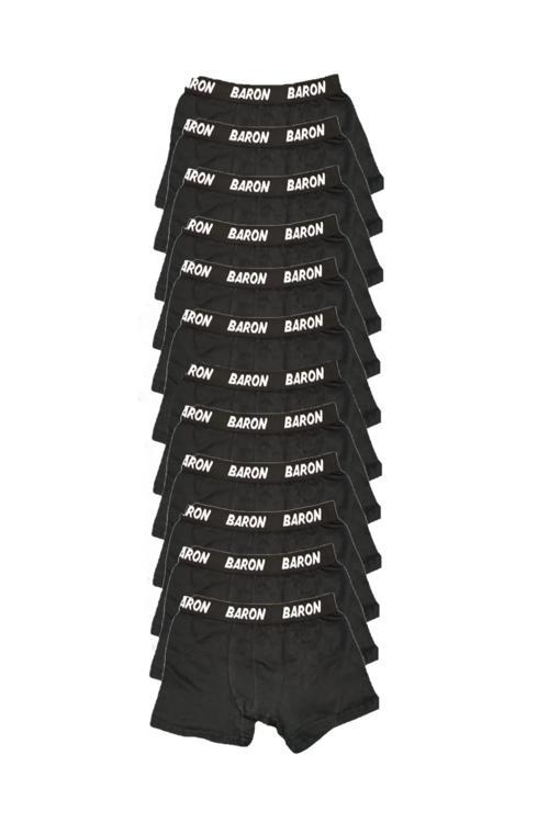 12 Adet Ekonomik Likralı Boxer Short Siyah