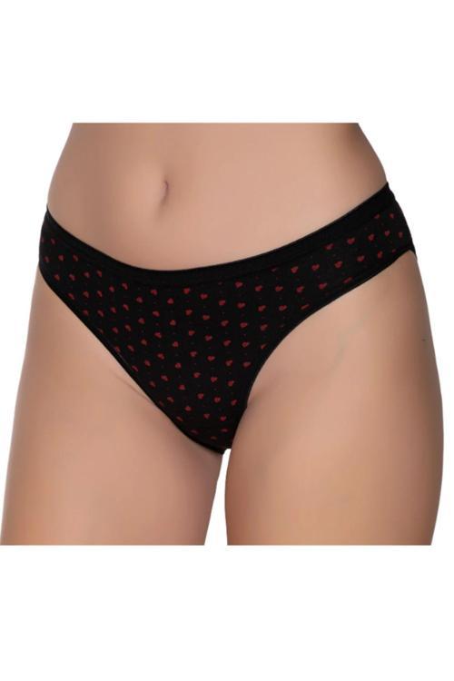 Kadın Renkli Likralı Kalpli Noktalı Bikini Külot 6'Lı Paket