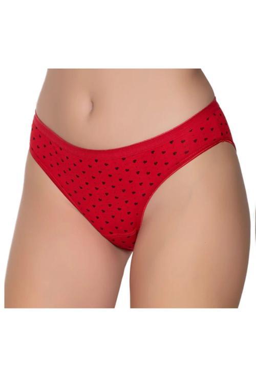 Kadın Renkli Likralı Kalpli Noktalı Bikini Külot 6'Lı Paket