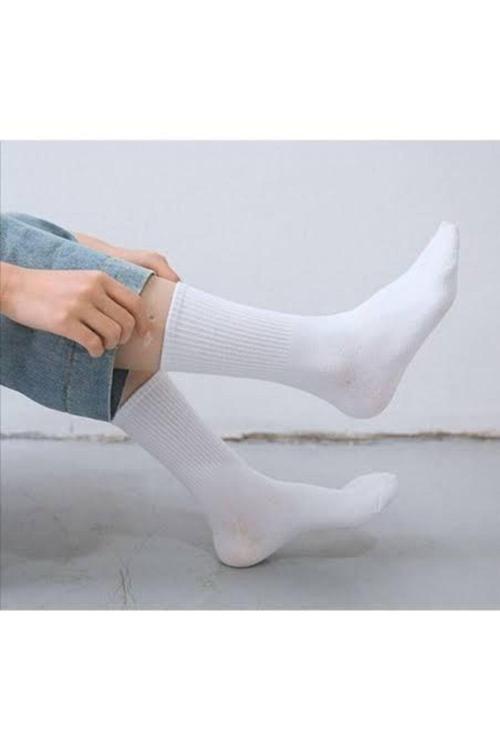 6'Lı Unisex Beyaz Çorap