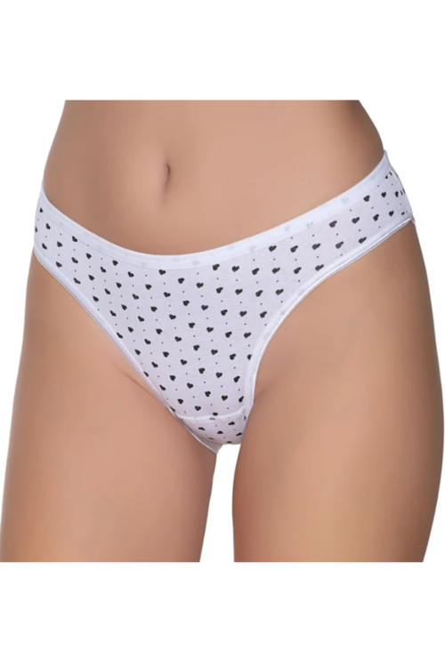 Kadın Renkli Likralı Kalpli Noktalı Bikini Külot 6'Lı Paket