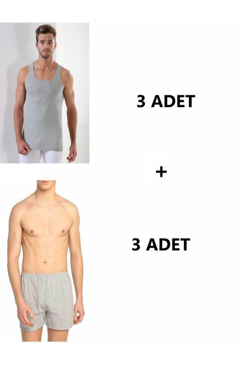 Erkek 6'Lı Paket Pamuk Paçalı Külot Ve Atlet