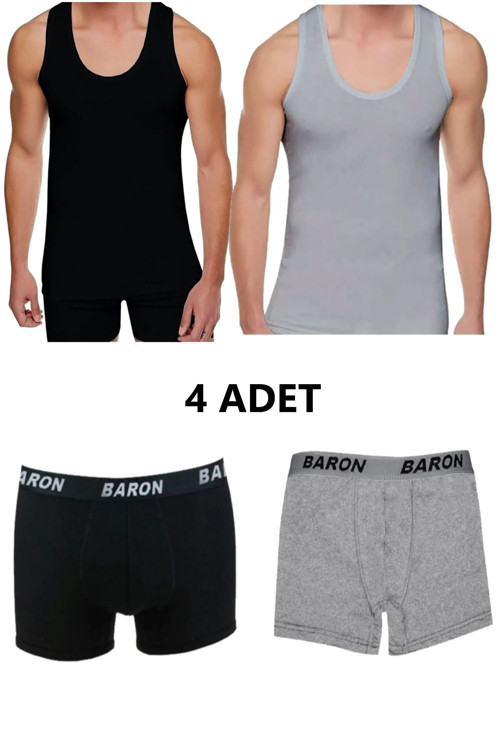 4'Lü Ekonomik 2 Atlet 2 Boxer Seti