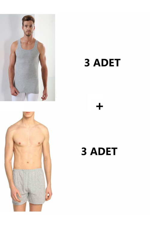 Erkek 6'Lı Paket Pamuk Paçalı Külot Ve Atlet
