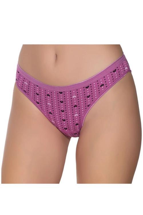 Kadın Renkli Likralı Kalpli Puantiyeli Bikini Külot 6'Lı Paket