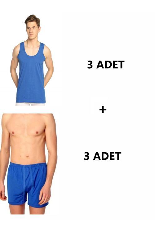 Erkek 6'Lı Paket Pamuk Paçalı Külot Ve Atlet