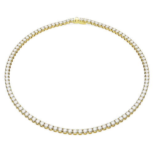 5681795 Swarovski Kolye Matrix Tennis Neclace, Round cut, Small, White, Gold-tone plated
