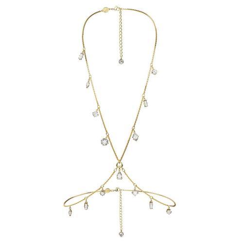 5670555 Swarovski Kolye Dextera body chain, Mixed cuts, White, Gold-tone plated