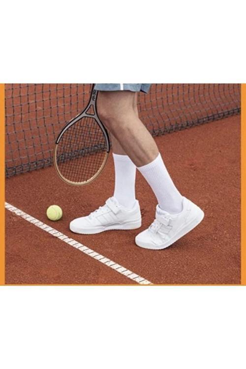 Fitilli Beyaz Unisex Soket Tenis Çorap 4 Lü Ekonomik Paket