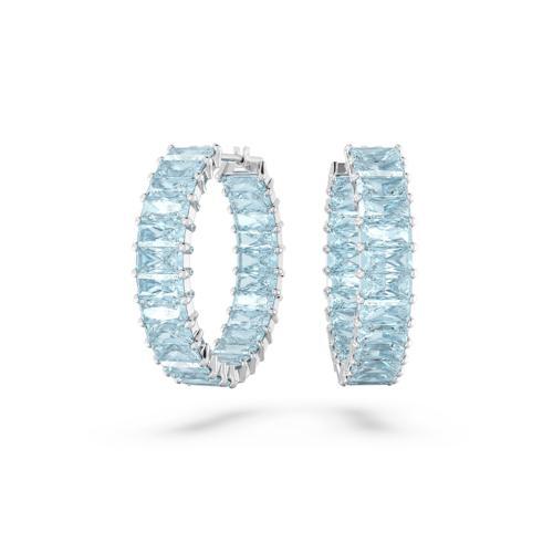 5659037 Swarovski Küpe Matrix:Pe Hoop Baguette Earrings Acqua Blu/Rhs