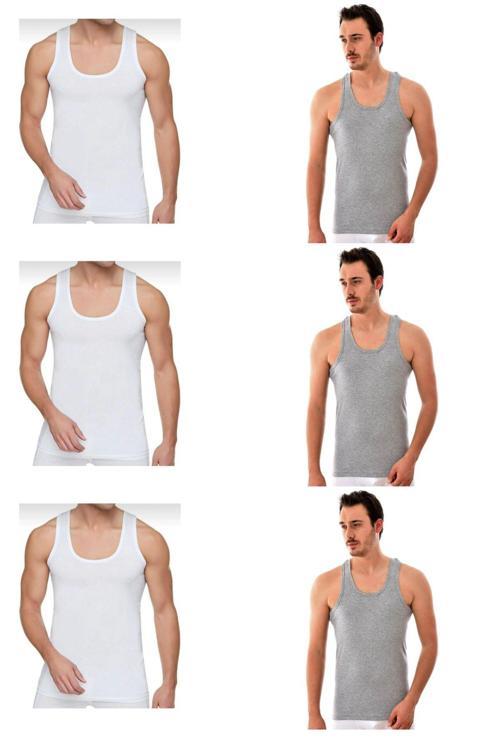 Erkek Penye Pamuklu Atlet 6 'Li Paket Ekonomik Kampanya