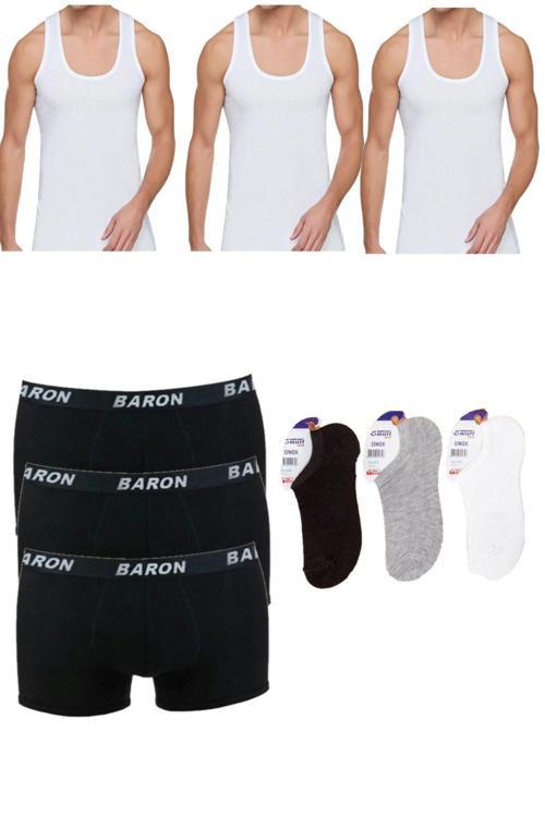 Ekonomik 9'Lu Atlet Boxer Çorap Çamaşır Seti